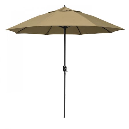 9' Bronze Aluminum Market Patio Umbrella, Olefin Straw